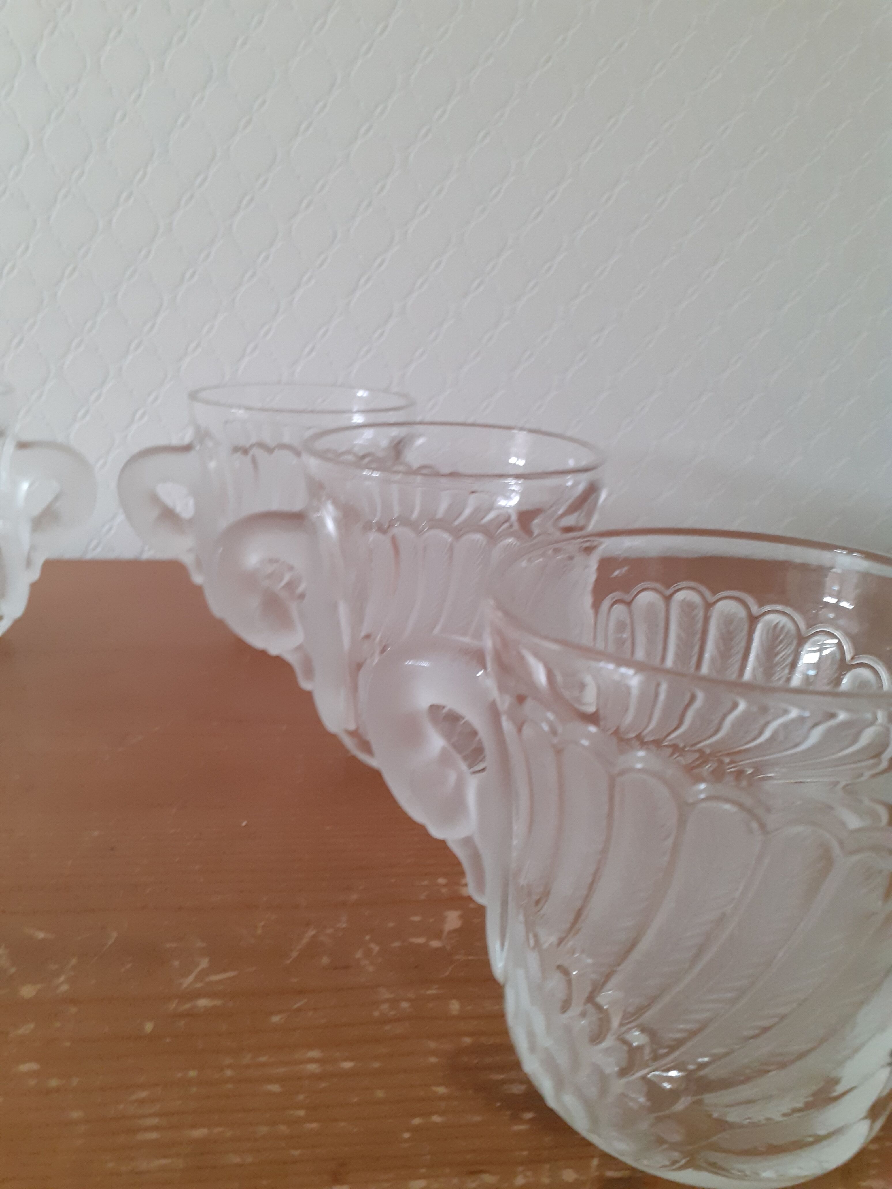 Set of 6 glass swan cups