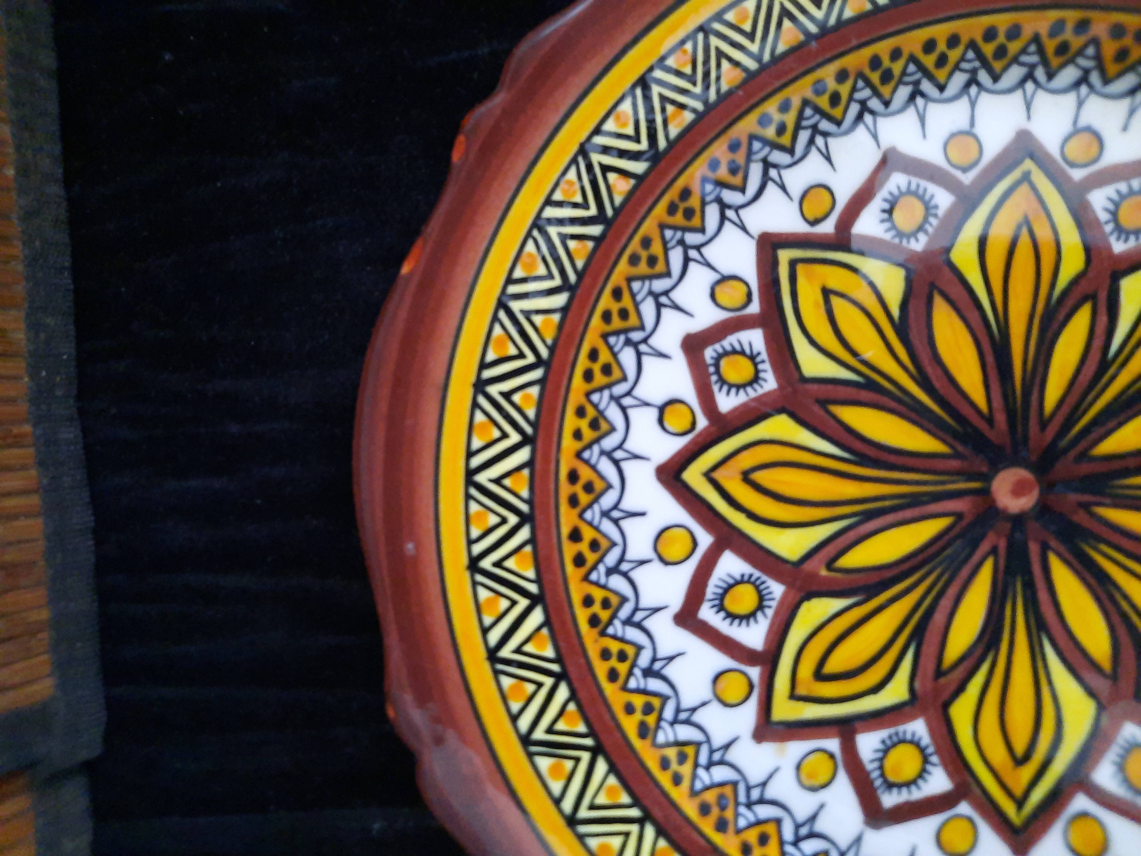Old henriot quimper plate earthenware rosette decoration