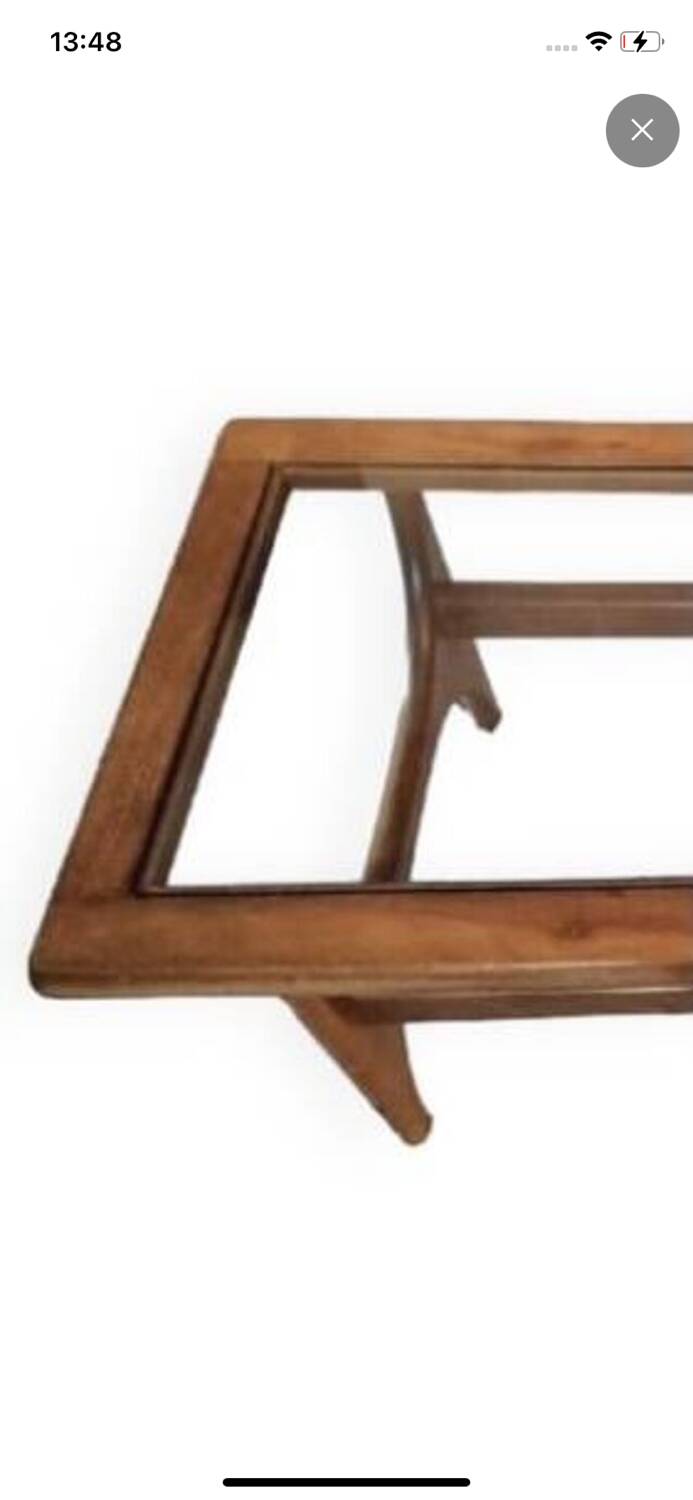 Vintage Scandinavian dining table in wood and glass