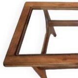 Vintage Scandinavian dining table in wood and glass