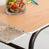 Children's metal desk completely redesigned with terrazzo imitation and a beech top