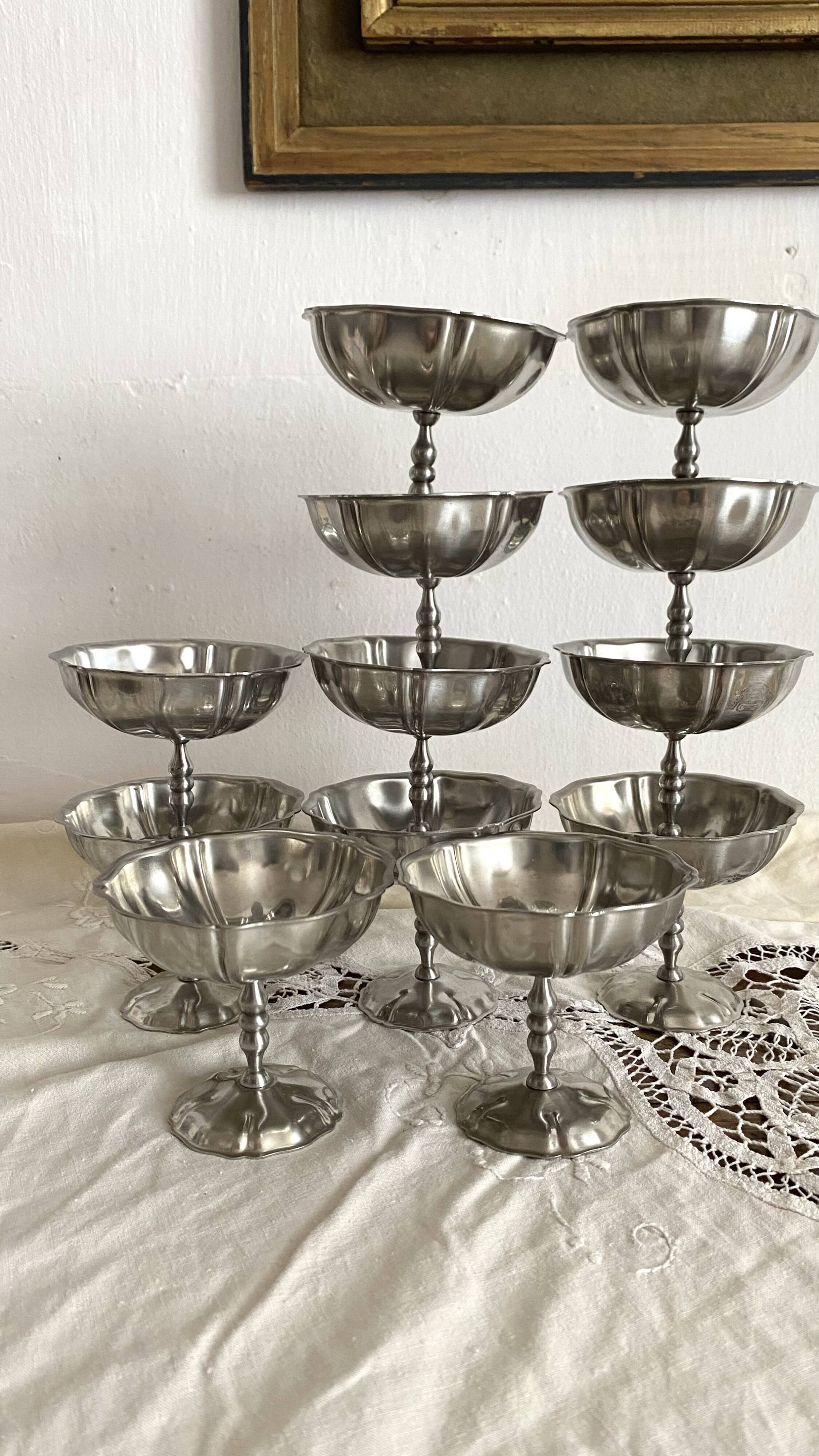 Jean Couzon matte stainless steel footed cups in box