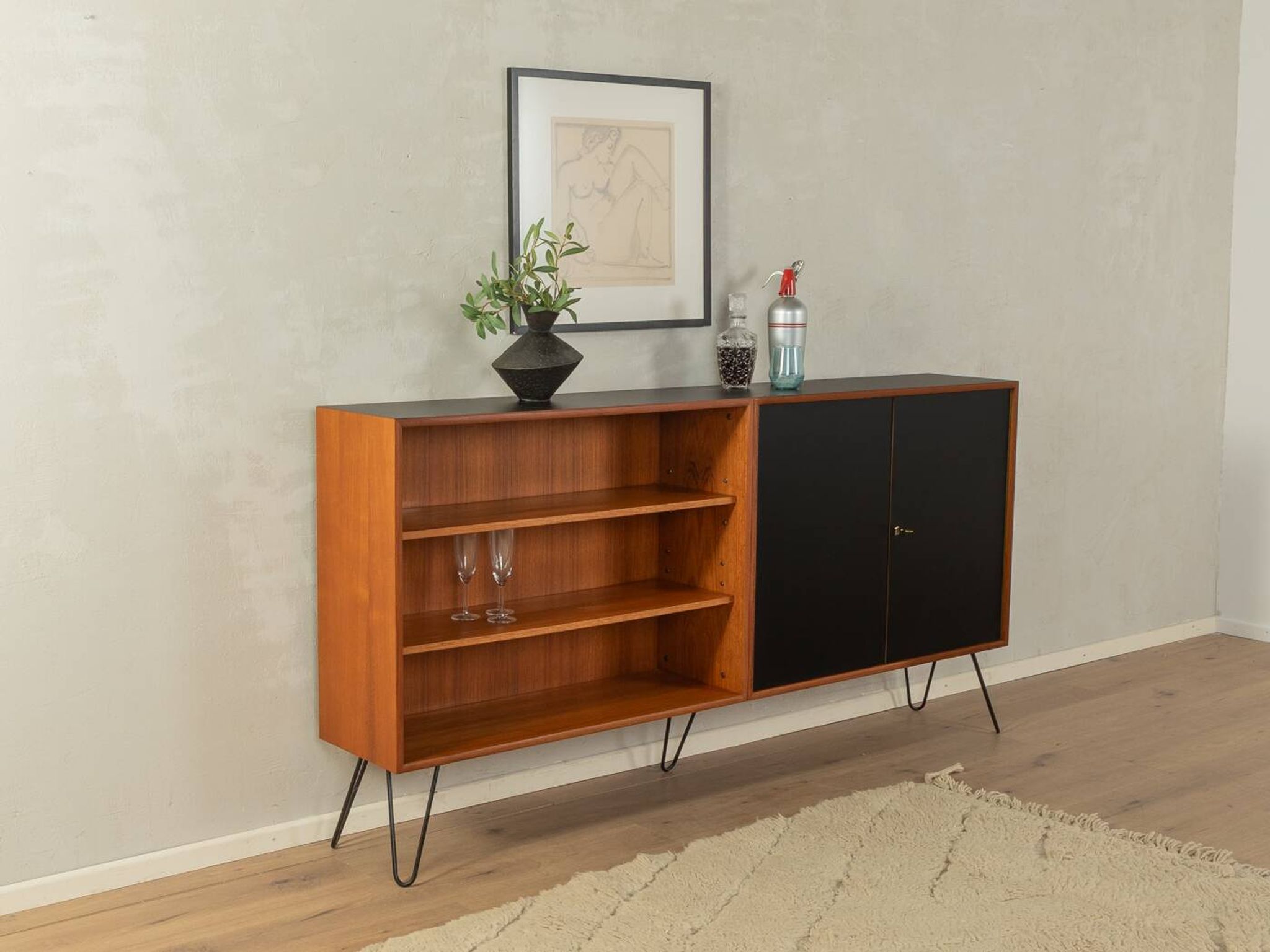 60s Sideboard with Sliding Doors, Wk Möbel