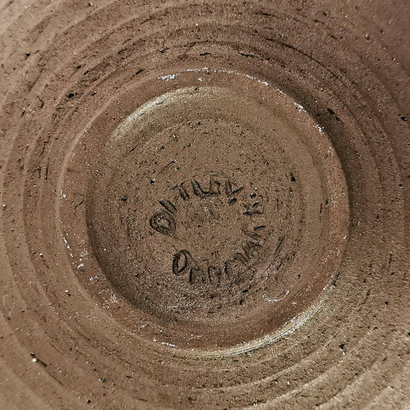 Ceramic, modernist bowl with handle, H. Ditlev. Denmark, 1960s