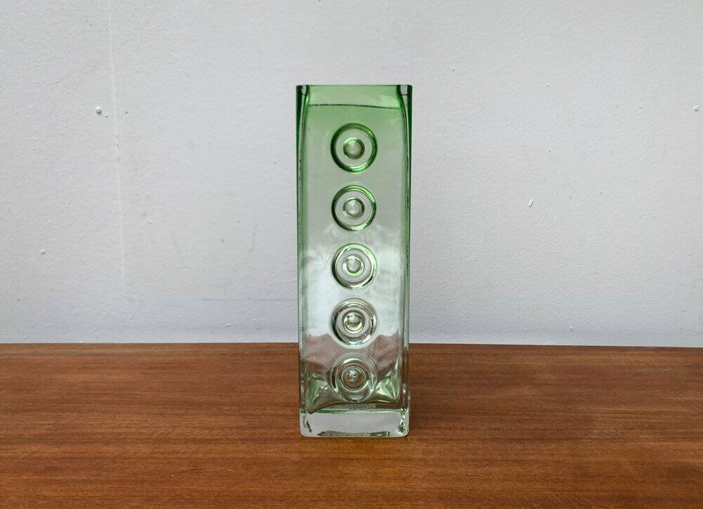 Brutalist glass block vase from the mid-century space age, 1960s