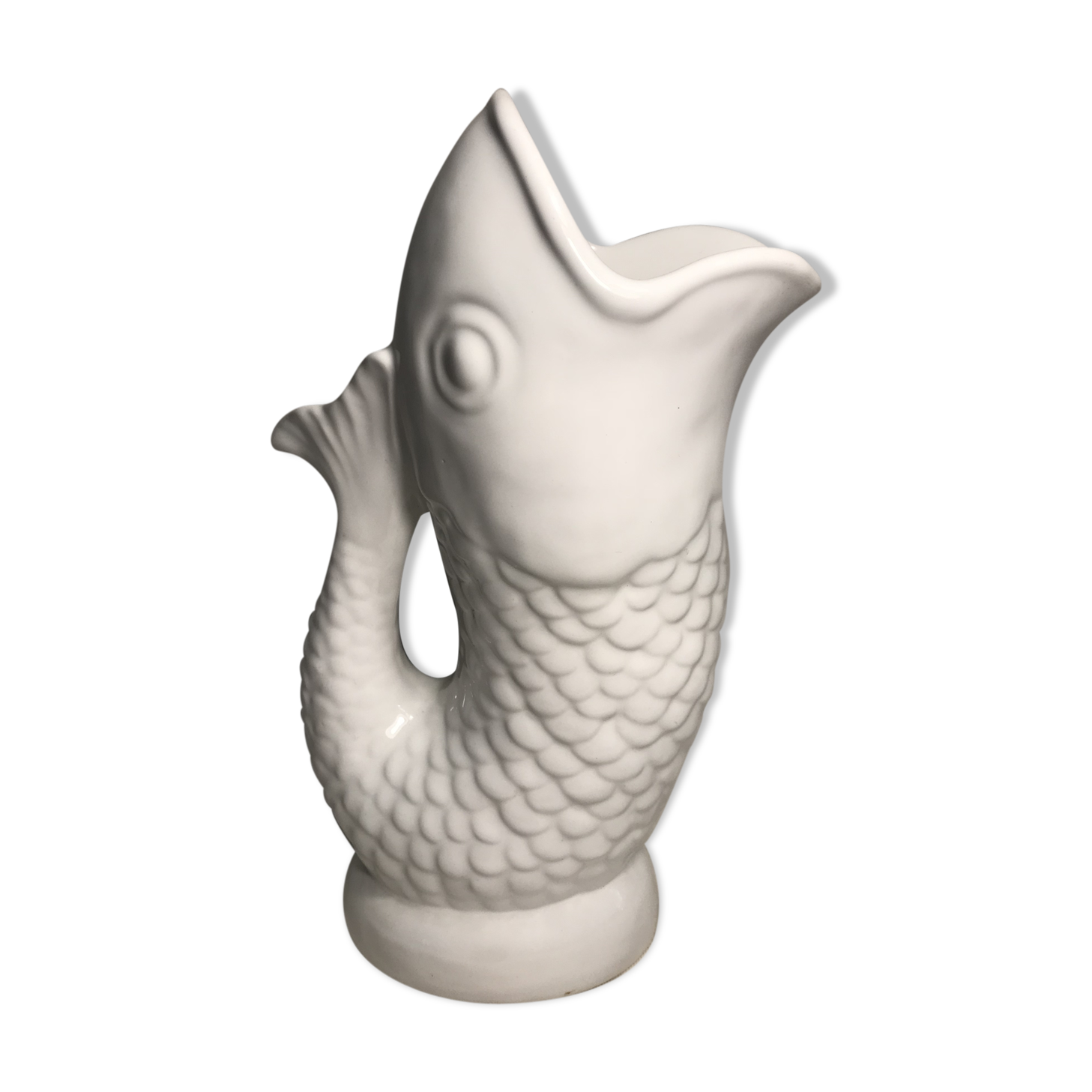 Former pitcher ceramic white shape fish decanter