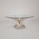 Italian "Flower" Coffee Table in Plaster With Facet Cut Round Plate, 1970s
