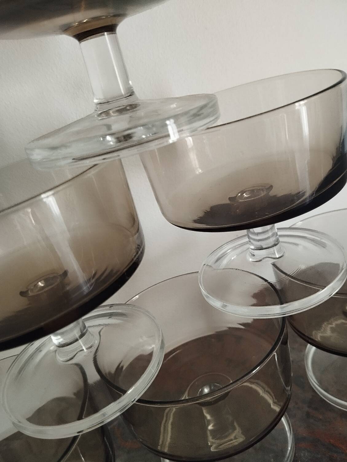 Smoked glass champagne glass