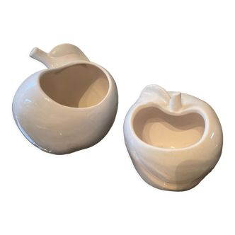 Duo of vintage ceramic apple vases 70s