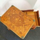 Game table Louis XV style, Napoleon III period (bronze fall and bronze belt, marqueteri