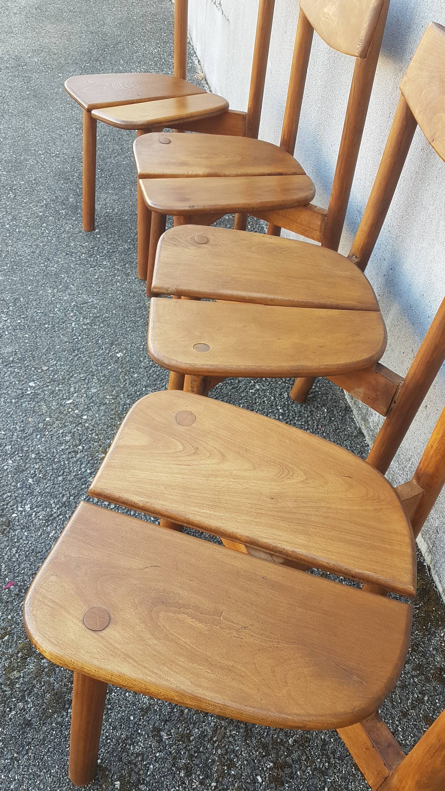 4 coffee bean chairs by Pierre Gautier Delaye