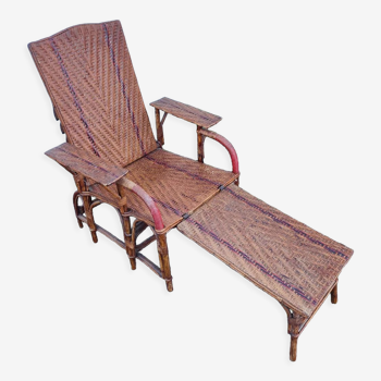 Chaise longue rotin 1900