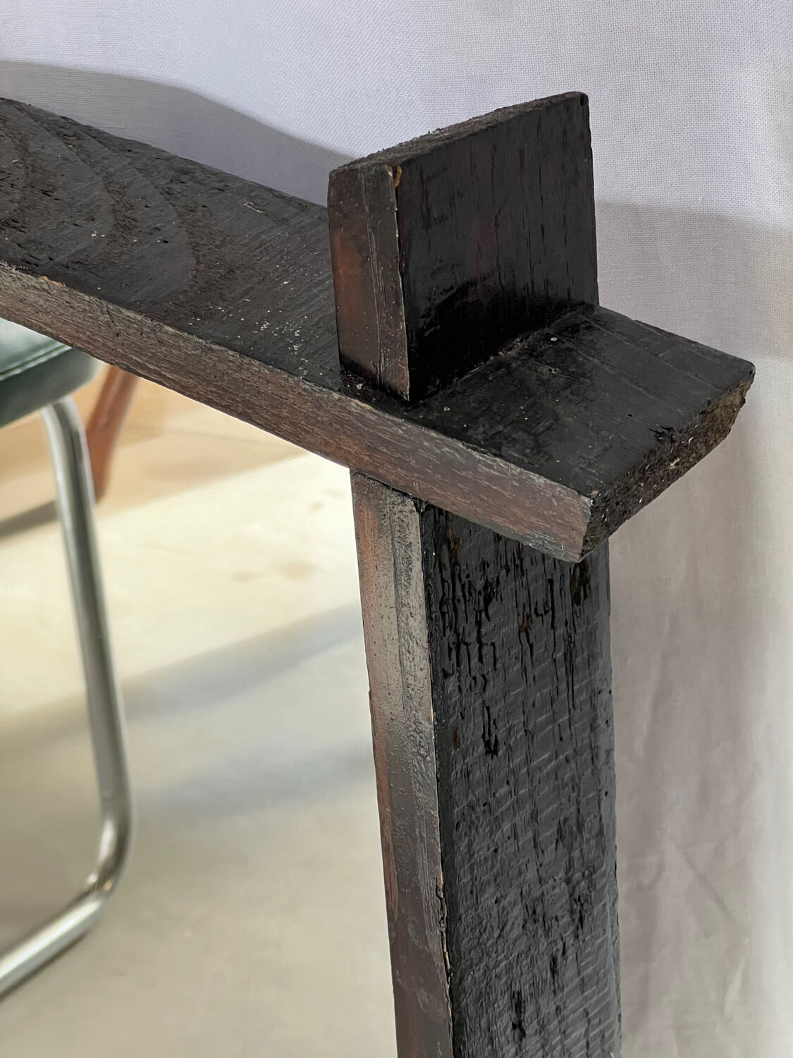 Miroir brutaliste rectangulaire bois foncé