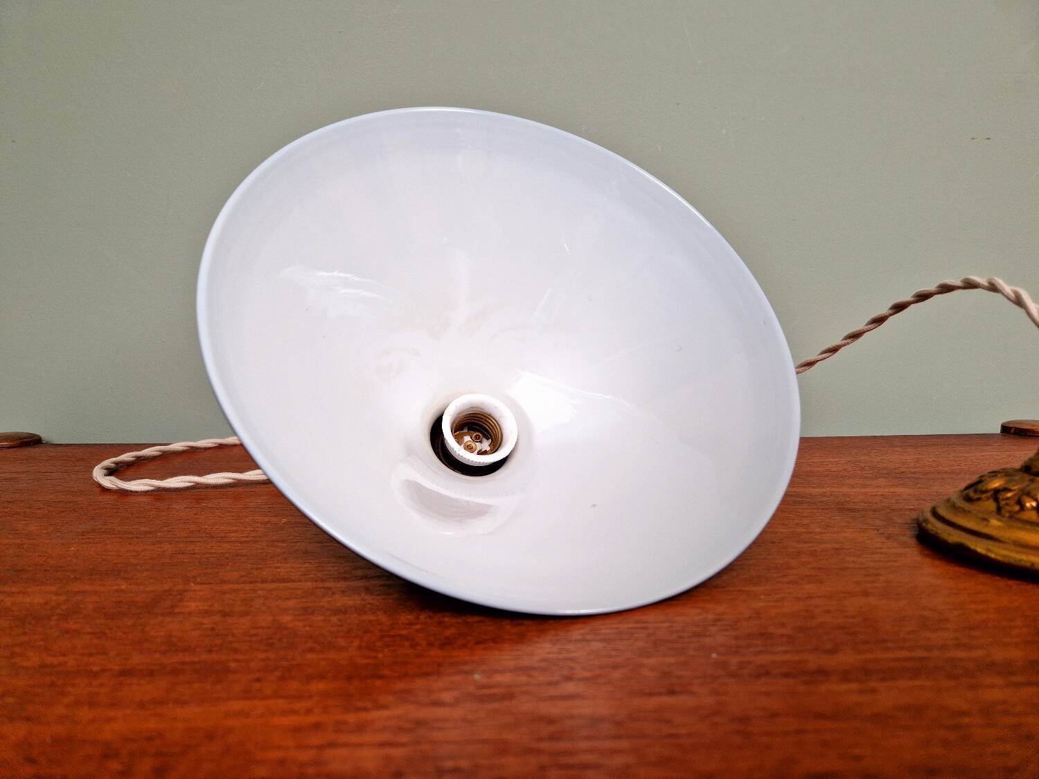 Art Deco conical green opaline pendant light, 1920-30