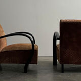 Paire de fauteuils en velours art déco