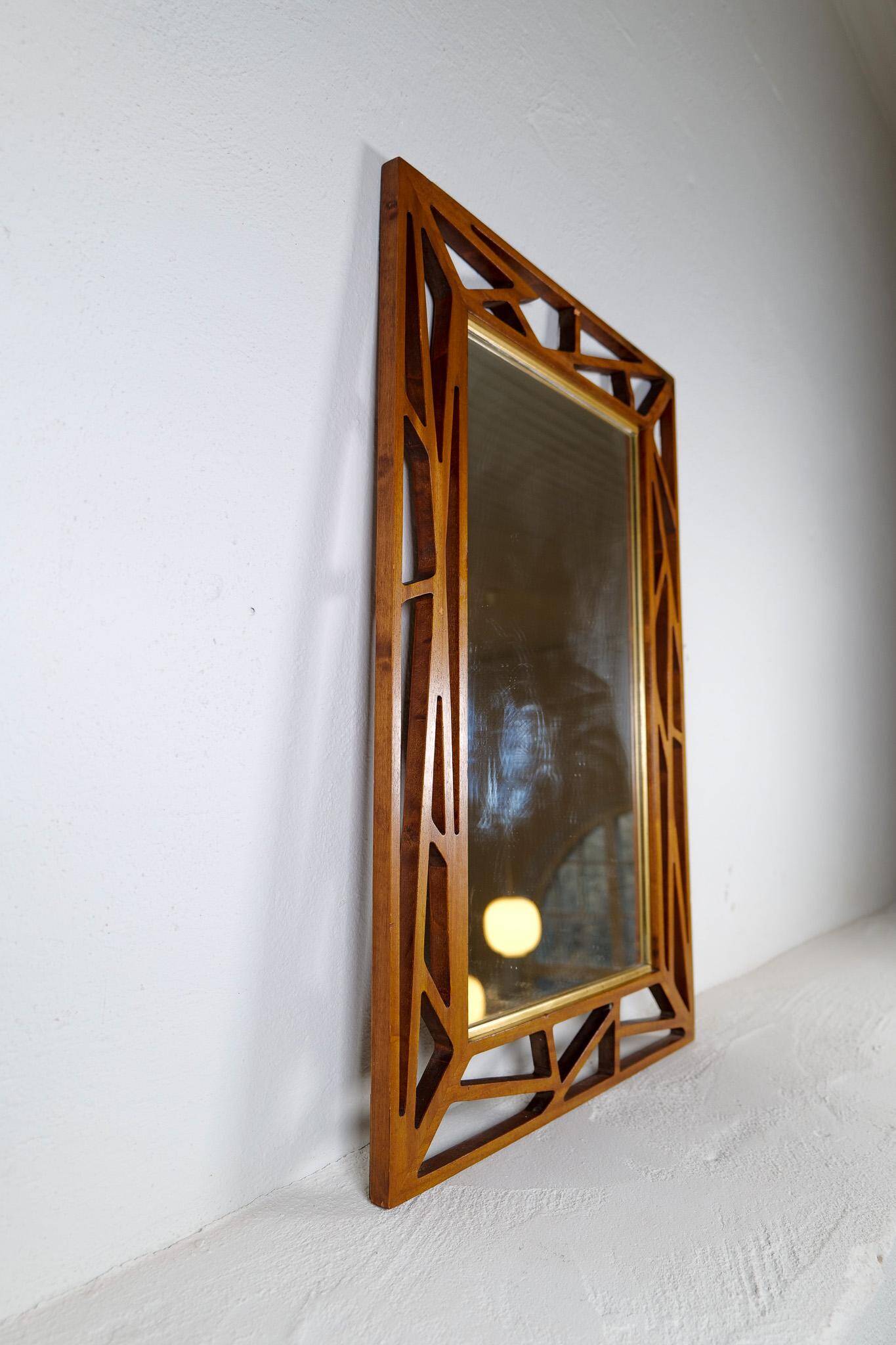 Midcentury Modern mirror Yngve Ekström "Konkret" by Eden Spegel in Sweden