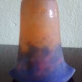 MULLER FRERES LUNEVILLE - Orange-purple marbled glass tulip - signed