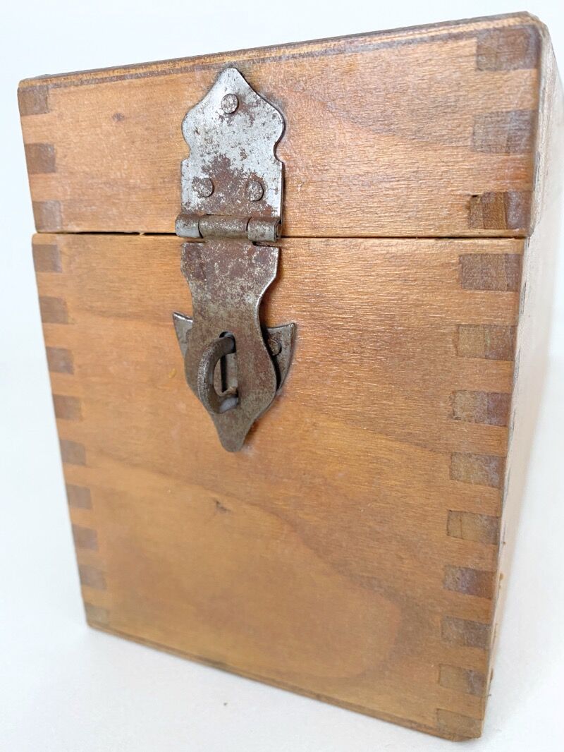 Old wooden library card box