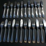 12 CHRISTOFLE Fish Cutlery Sets, CHEVRONS Art Deco model