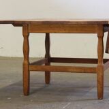 Mid-century brutalist Danish coffee table in oak attributed to Kjærnulf, 1960s