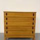 Vintage chest of drawers with 5 drawers in light wood, French design from the 60s/70s.