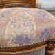 Set of 6 Louis XVI style chairs with caned backs and 70s jacquard fabric.