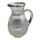 Crystal pitcher, solid silver, 19th century.