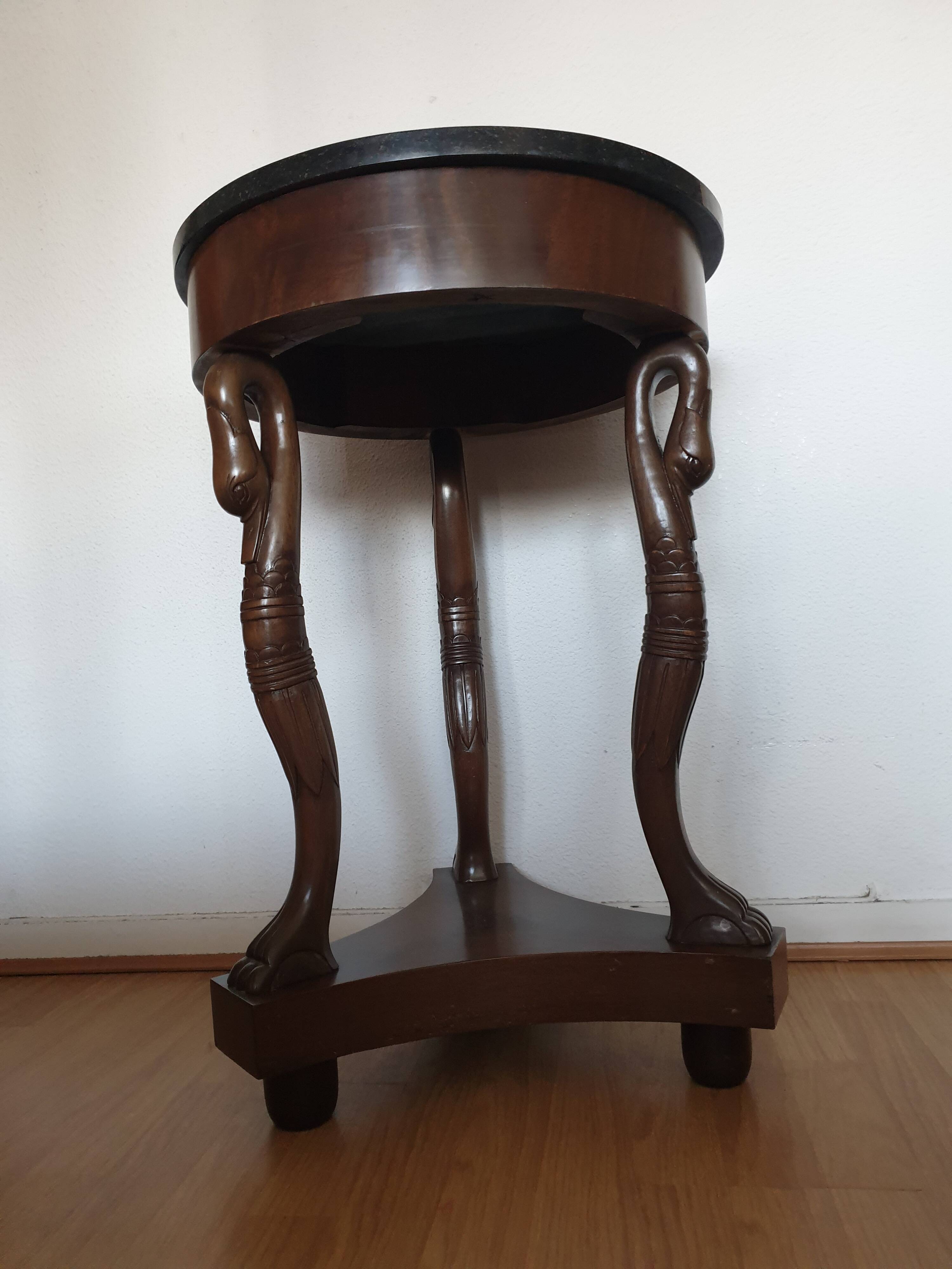 Empire style ceremonial table with mahogany swans
