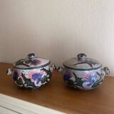 Service en ceramique vallauris 60s decor chardons