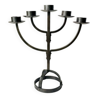 Brutalist wrought iron candlestick