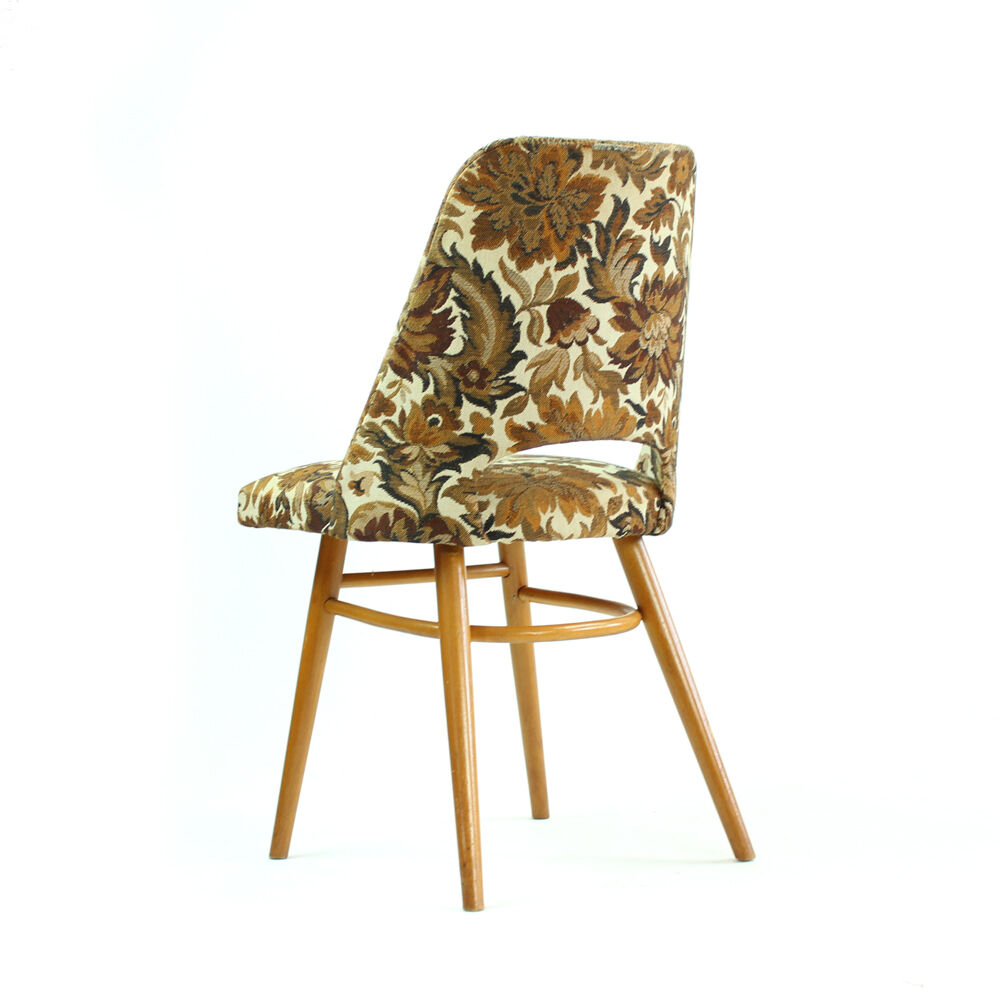 Vintage dining chair in bold flower pattern, 1960s