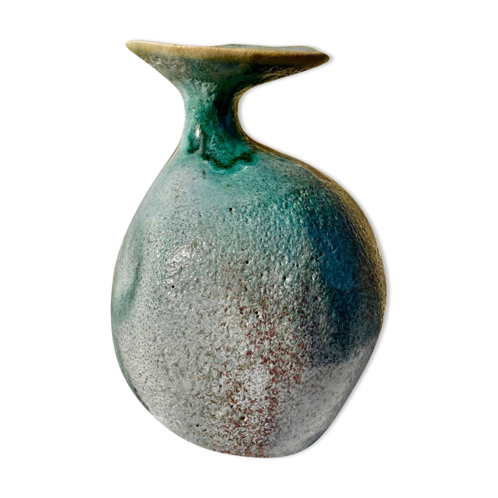 Vase en ceramique émaillée et signée - vallauris - nicole et