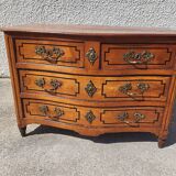 Transition louis xv louis xvi chest of drawers in cherry wood 4 drawers from the 18th century