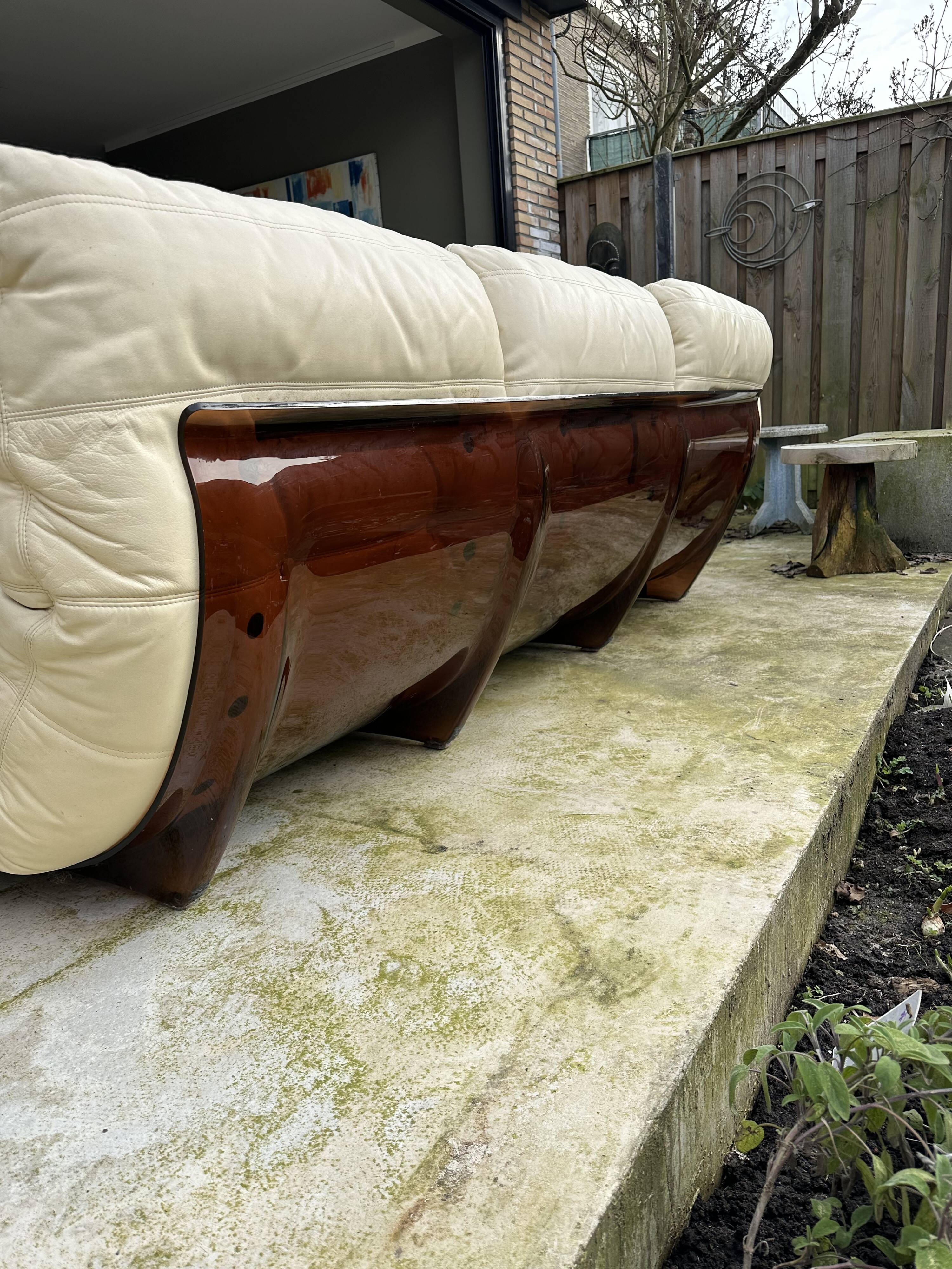 Marsala couch 3-seater cream leather Ducaroy for Linge roset