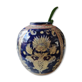 Handcrafted Chinese vase shaped ball in enamelled ceramic. Floral motifs/Ribboned friezes