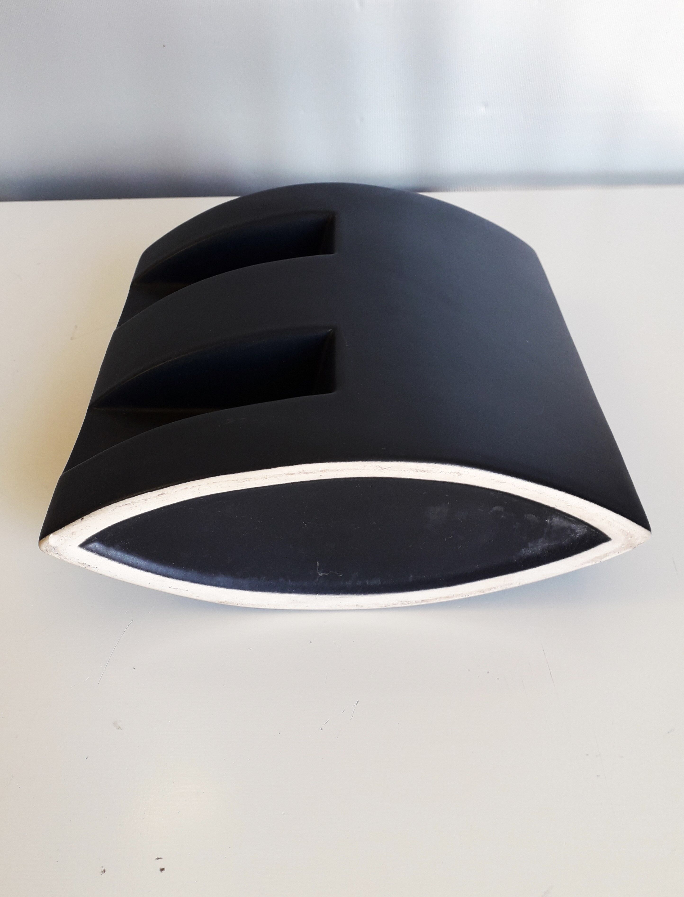 Black ceramic modernist vase - 1980