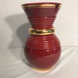 Old Vase Vallauris ceramic red & gold Decoration 70s Vintage