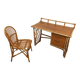 Bureau et sa chaise en rotin