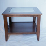 Table basse scandinave bois et verre carrée
