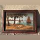 Marine painting, fixed on glass, signed P. Alix, art deco, old