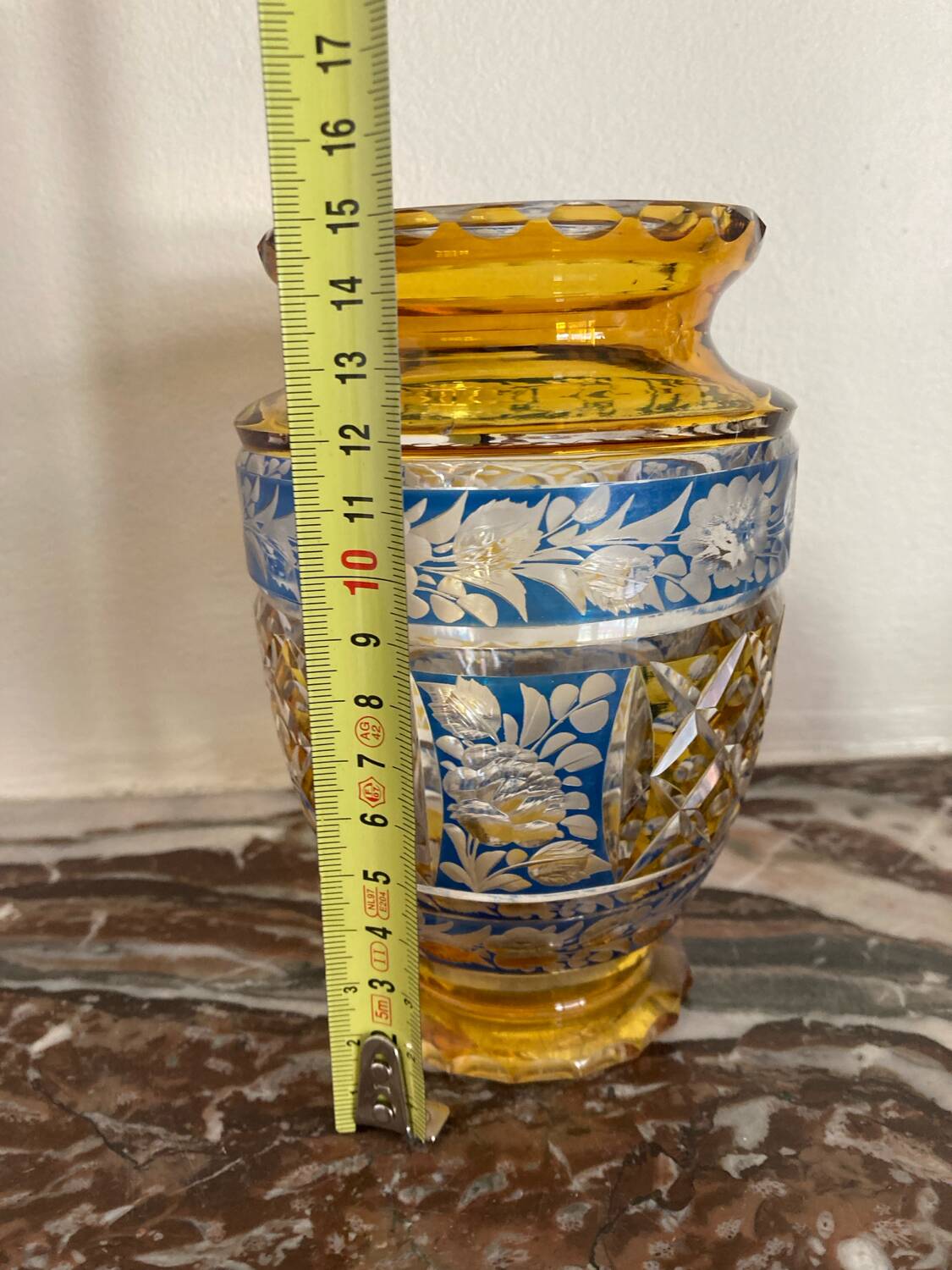 Art Deco polychrome crystal vase