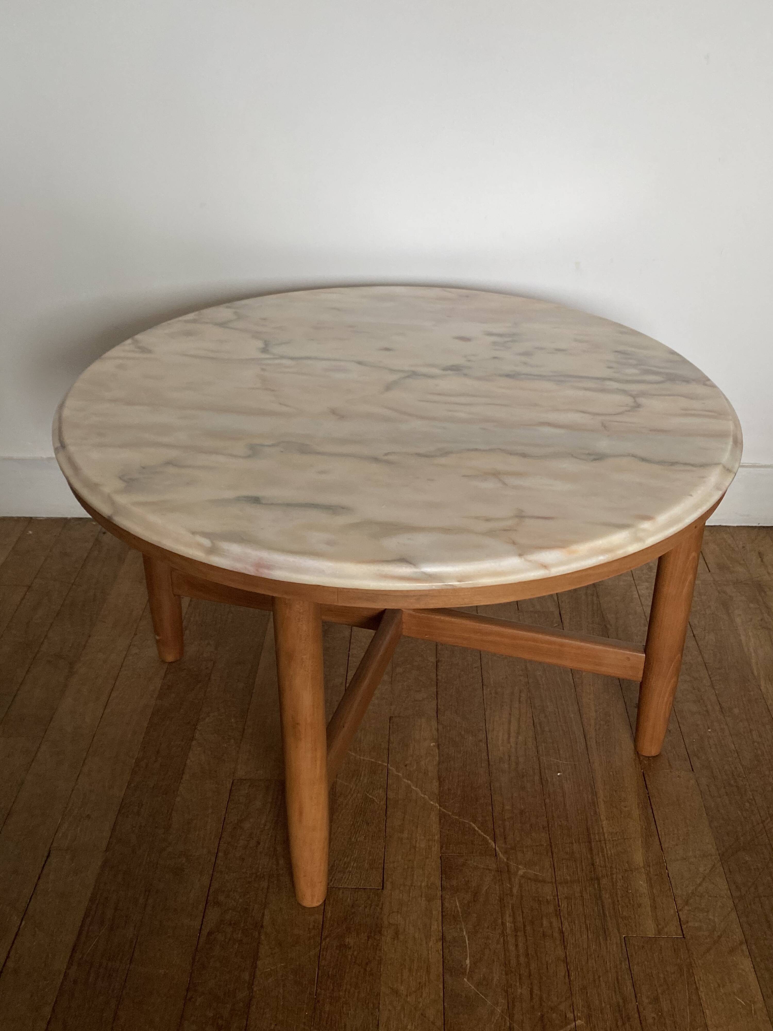 Vintage pink marble coffee table