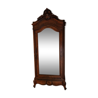 Bonnetière antique wardrobe with beveled ice interior elm magnifying glass style rocaille louis xv