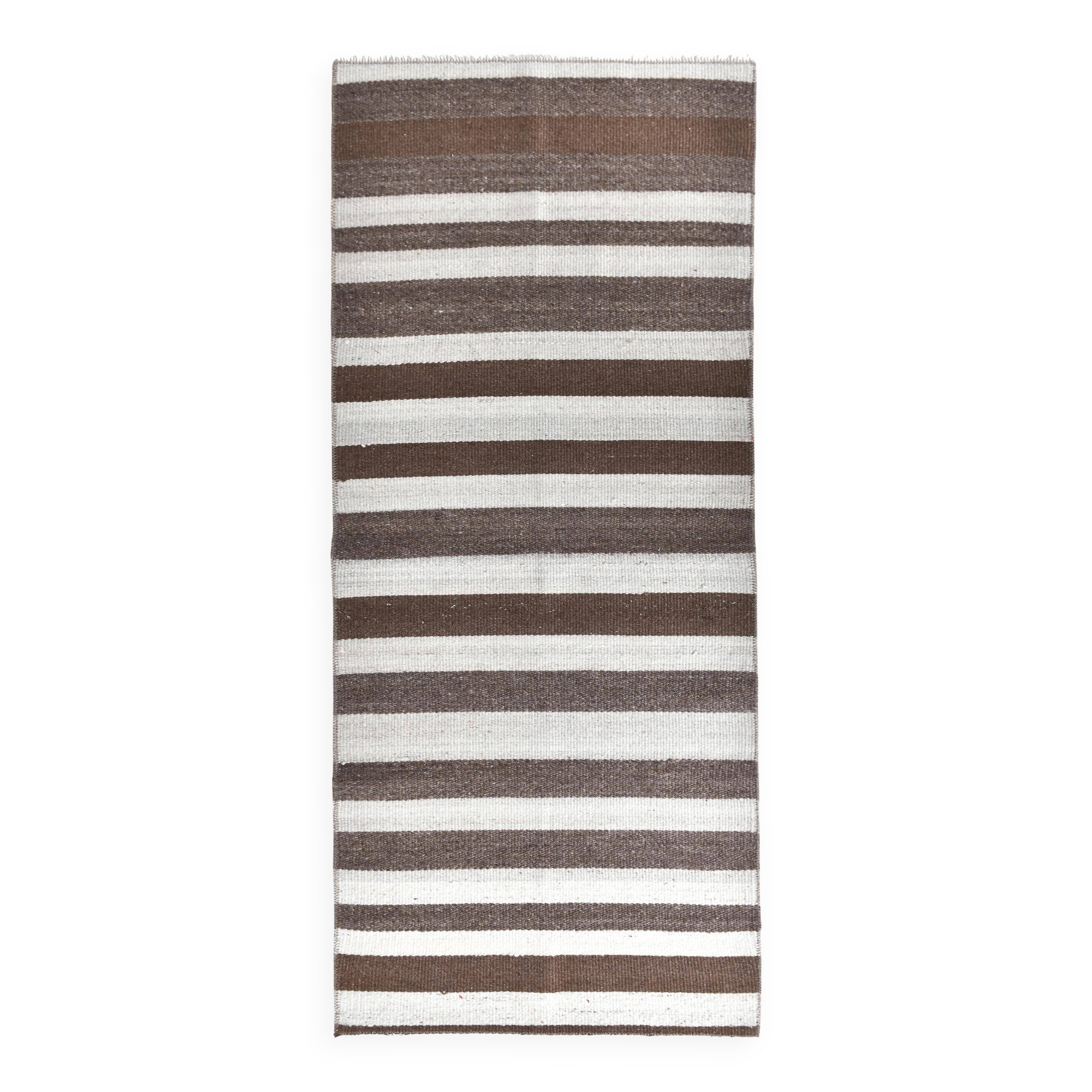 Brown beige kilim carpet, Runner kilim rug, vintage kilim natural 64x154