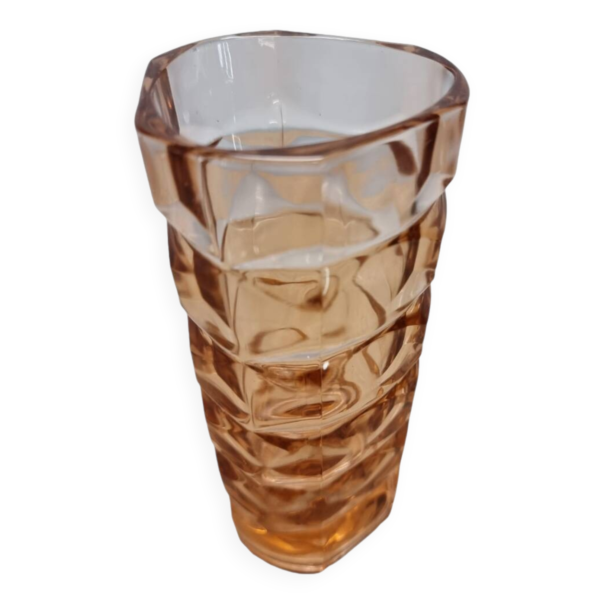 French Vintage Small Rosaline Pressed Glass Vase