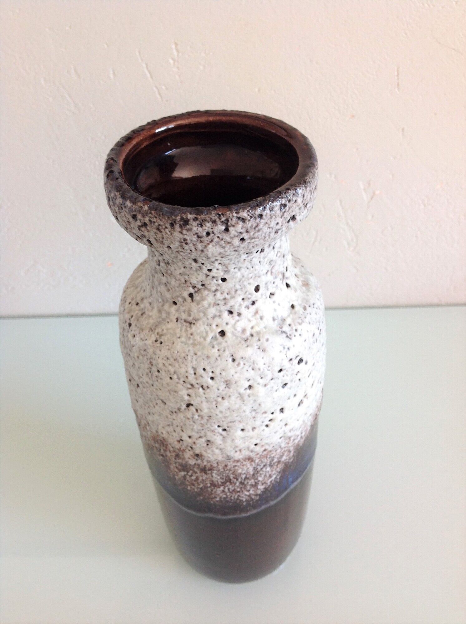 Vase tube brown and gray ceramic Fat Lava / vintage 60s-70s