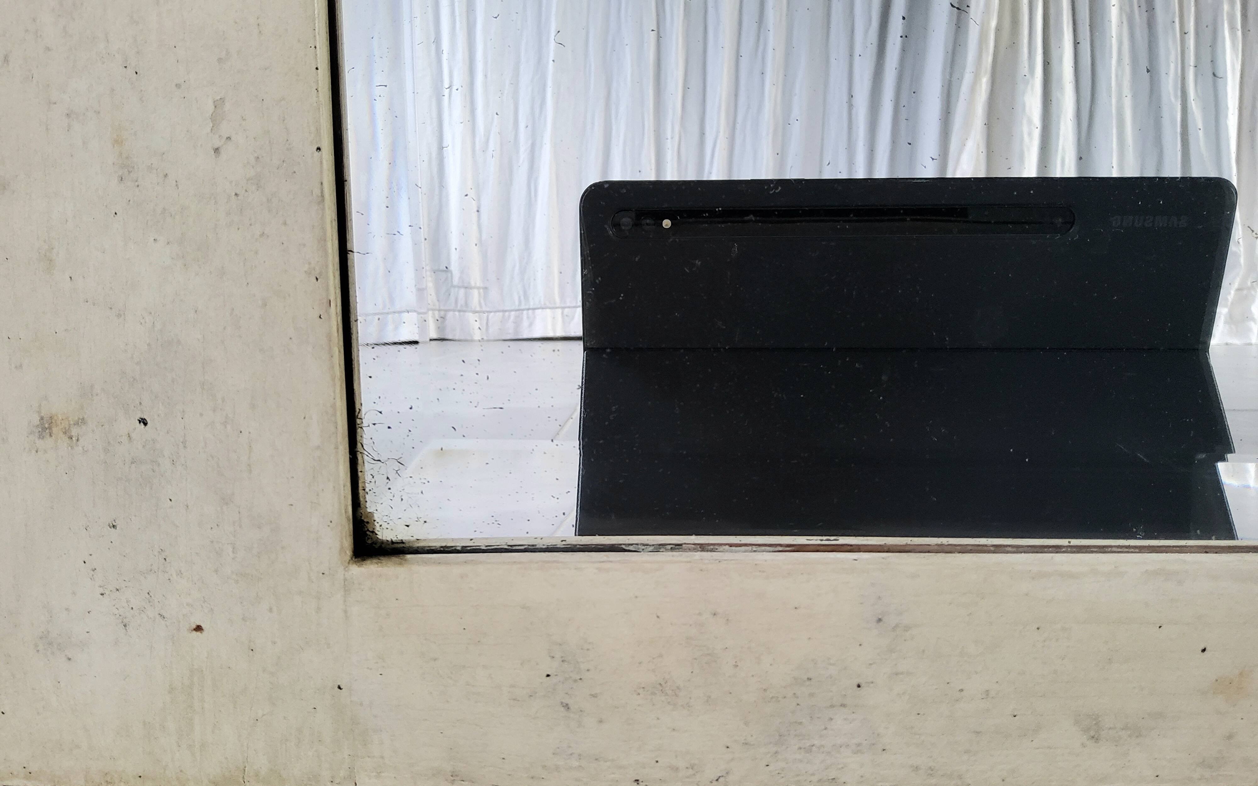 Patinated trumeau mirror