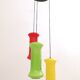 Suspension en verre à trois lumières rouge, jaune et vert par Vistosi, Italie