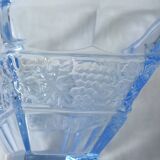Art deco diamond-shaped vase in light blue color pressed molded glass