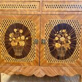 Wooden drop-leaf secretary in Louis XV style – Floral decoration